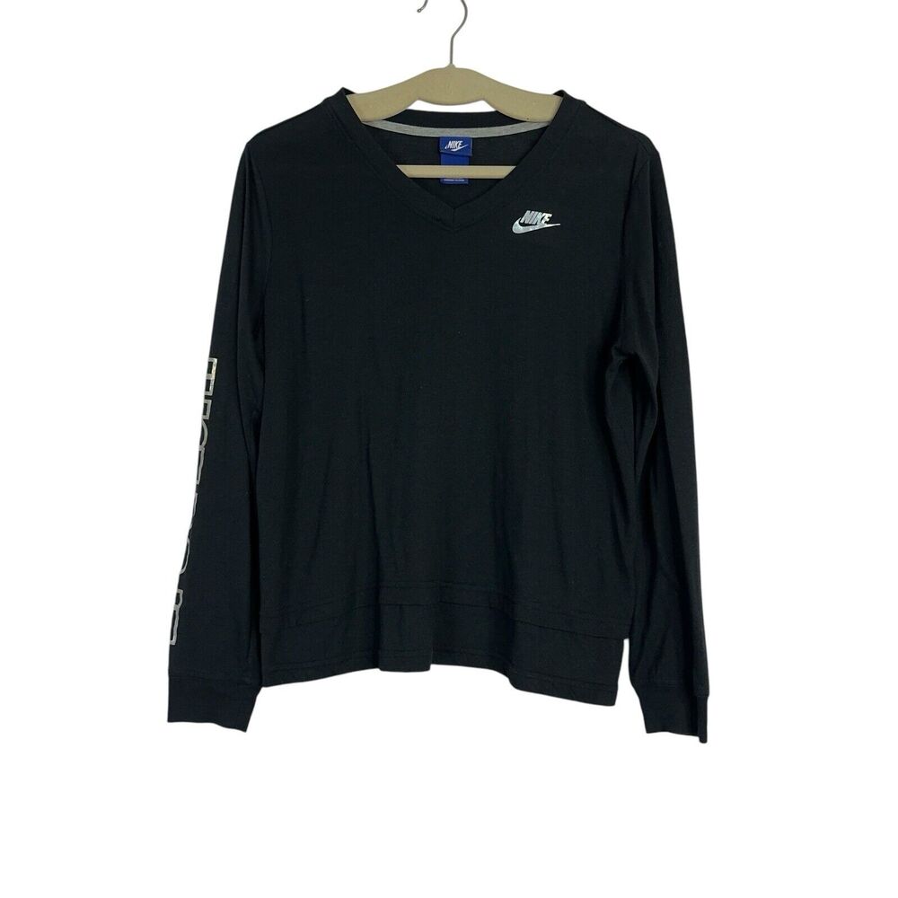 NIKE JUST DO IT Black Logo Long Sleeve Pullover Shirt Top Women's Size Large